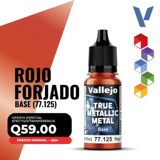 [77.125] Vallejo True Metallic Metal - Rojo Forjado Base (77.125)