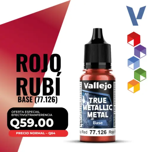 [77.126] Vallejo True Metallic Metal - Rojo Rubí Base (77.126)