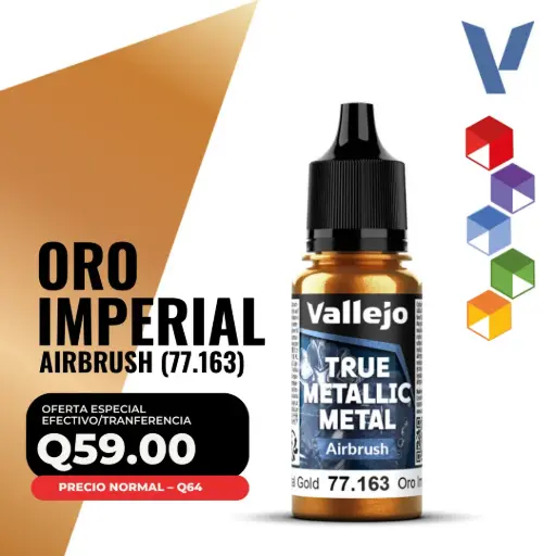 [77.163] Vallejo True Metallic Metal - Oro Imperial Airbrush (77.163)