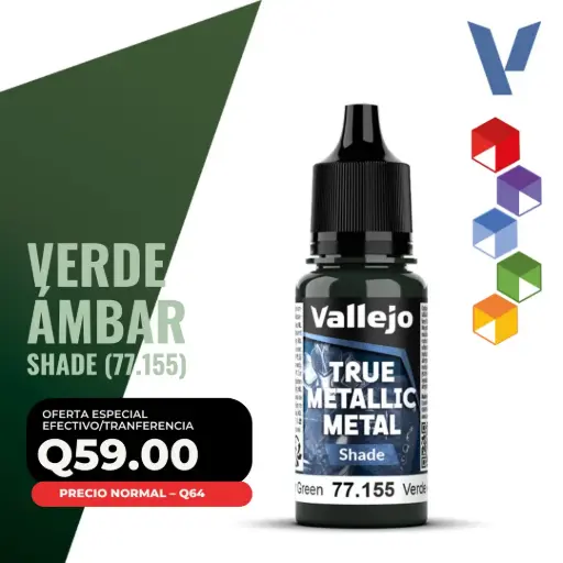 [77.155] Vallejo True Metallic Metal - Verde Ambar Shade (77.155)