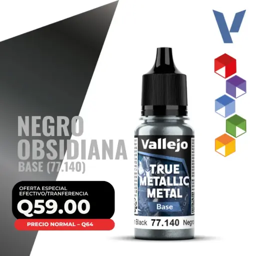 [77.140] Vallejo True Metallic Metal - Negro Obsidiana Base (77.140)