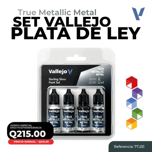 [77.251] Vallejo True Metallic Metal - Set Plata de Ley (77.251)