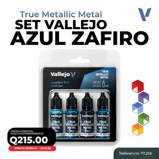 [77.256] Vallejo True Metallic Metal - Set Azul Zafiro (77.256)