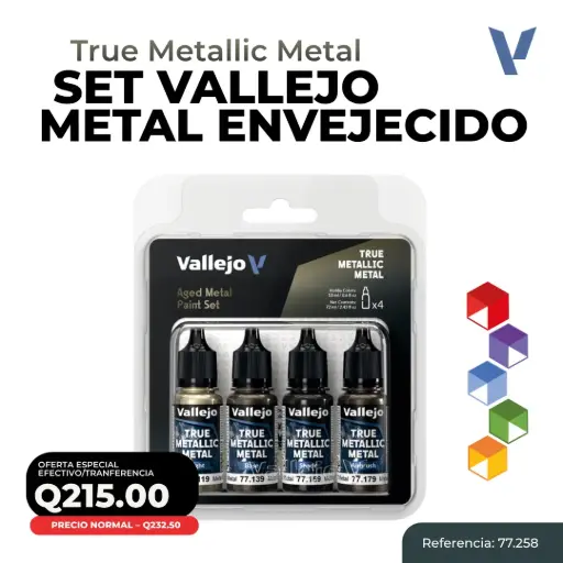 [77.258] Vallejo True Metallic Metal - Set Metal Envejecido (77.258)