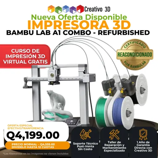 Bambu Lab - Refurbished A1 Combo Impresión 3D MultiColor, Ultra Velocidad y Ultra Calidad (Reacondicionado)