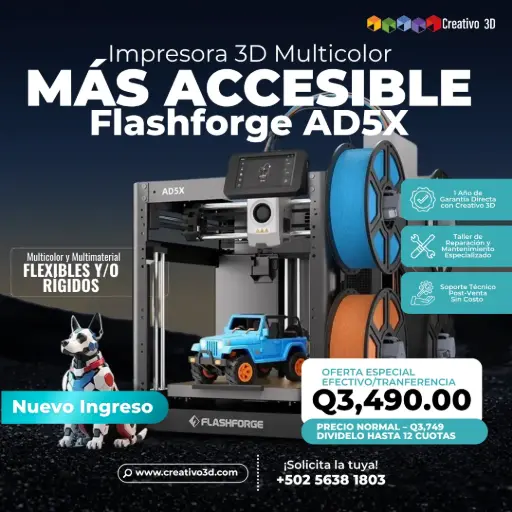 [10000977001] Impresora 3D Flashforge AD5X - Impresión 3D Multicolor Inteligente