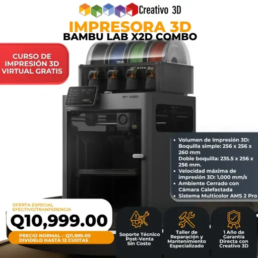 Impresora 3D Bambu Lab X2D Combo: Doble extrusión y rendimiento industrial - PRE VENTA