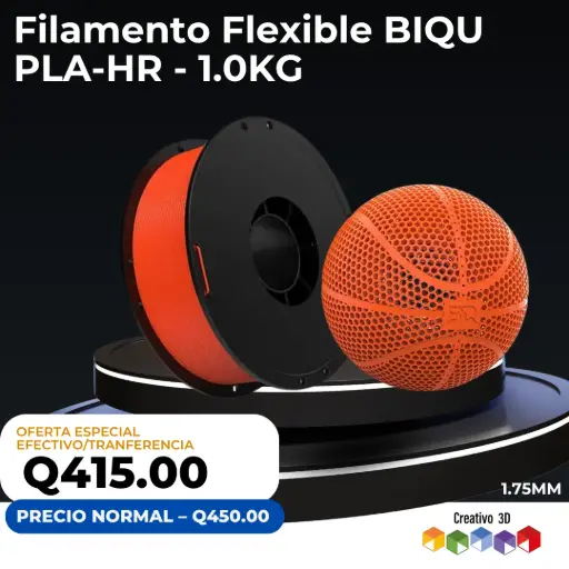 [1080000139] Filamento Flexible BIQU PLA-HR - 1.0KG / 1.75mm