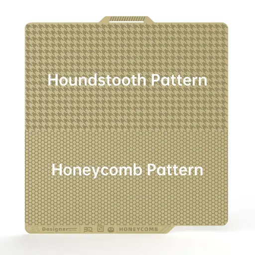 [3010200041] Cama de Impresión BIQU Panda BuildPlate Designer Series con doble textura, con patrones de panal y pata de gallo, para Impresoras Bambu X2D/X1/P1/A1.
