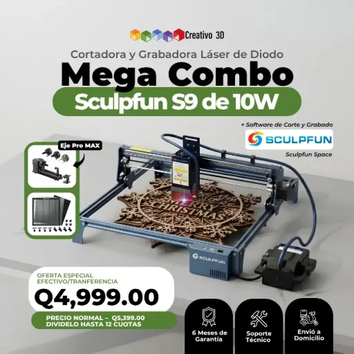 Mega Combo - Cortadora y Grabadora Láser de Diodo Sculpfun S30 Pro de 10W | Creativo 3D