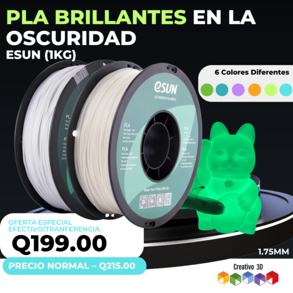 Filamento para Impresion 3D Brillante en la Oscuridad PLA