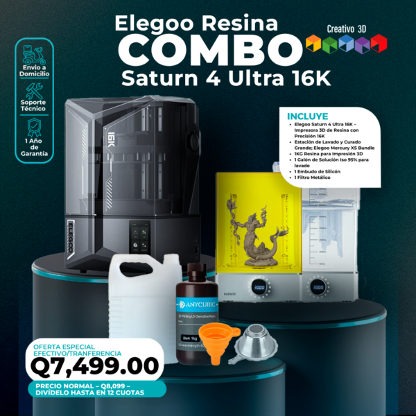 Combo de Impresora 3D Elegoo Saturn 4 Ultra 16K - Guatemala