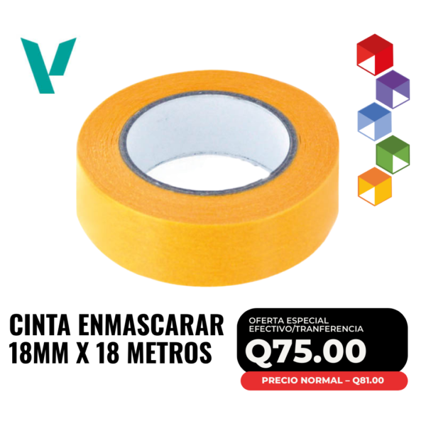 Cinta de Enmascarar - 18mm x 18 metros