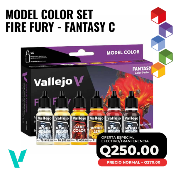 Set Fire Fury Vallejo 70.243 – Colores para efectos de fuego y magia (6)