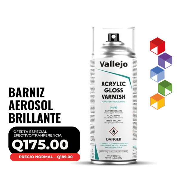 Vallejo - Barniz Aerosol Brillante Vallejo 400 ml