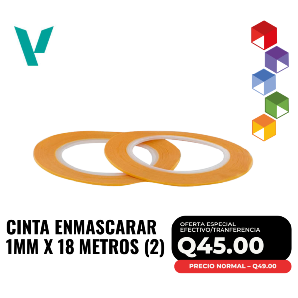 Vallejo - Cinta de Enmascarar 1mm x 18 metros (T07002) - 2 unidades