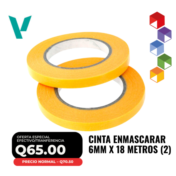 Vallejo - Cinta de Enmascarar 6mm x 18 metros (T07005) - 2 unidades