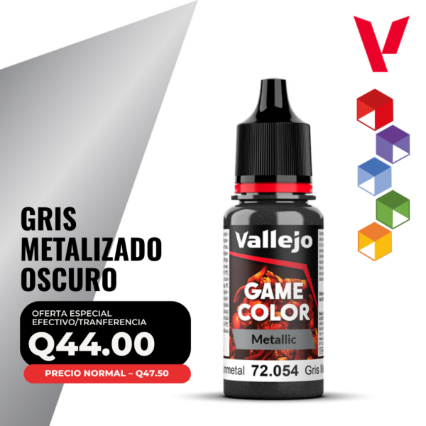 Vallejo Game Color - Gris Metalizado Oscuro (72.054 - Pos. 123)