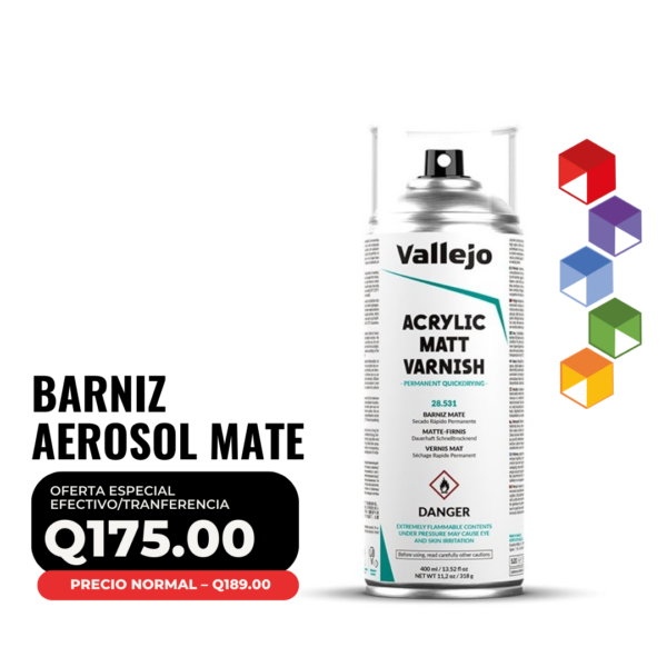 Vallejo Hobby Paint - Barniz Acrílico Mate en Aerosol 400 ml
