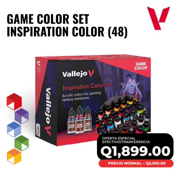 Vallejo Inspiration Color Set – Caja con 48 Colores Game Color + Pinceles