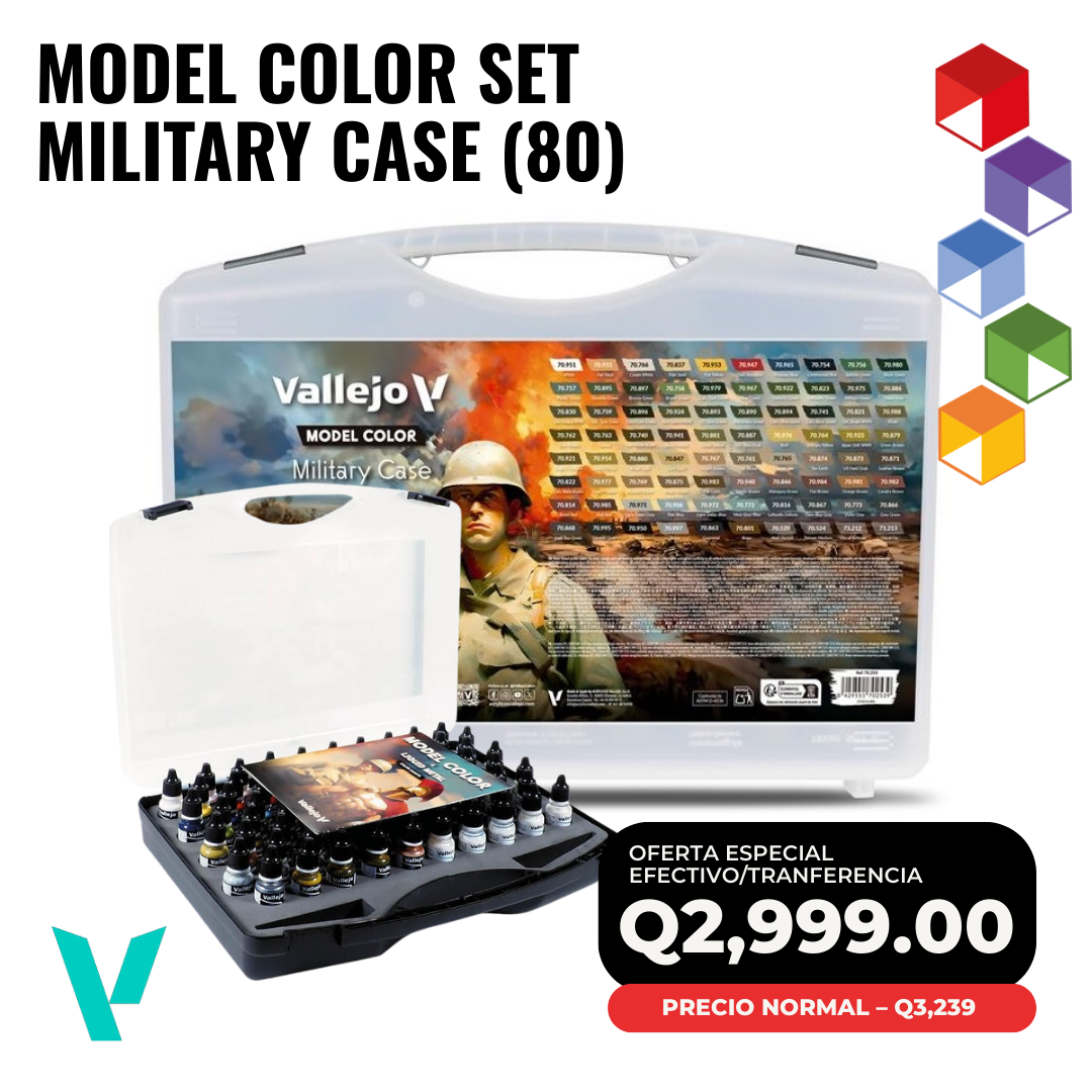 Vallejo Military Case 70.253 – Set de 80 Colores Model Color Vallejo Military Case 70.253 – Set de 80 Colores Model Color