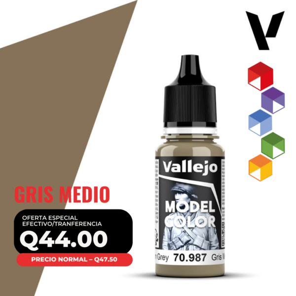 Vallejo Model Color - Gris Medio (70.987 - Pos. 112)