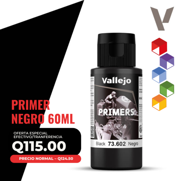 Vallejo Primer - Negro (73.602 - Pos. 3) 60 ml
