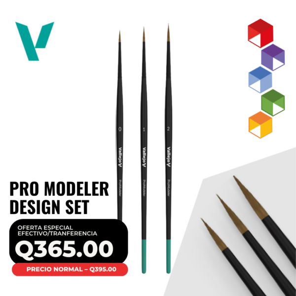 Vallejo Pro Modeler – Design Set - Pinceles de Pelo Natural (B01991)