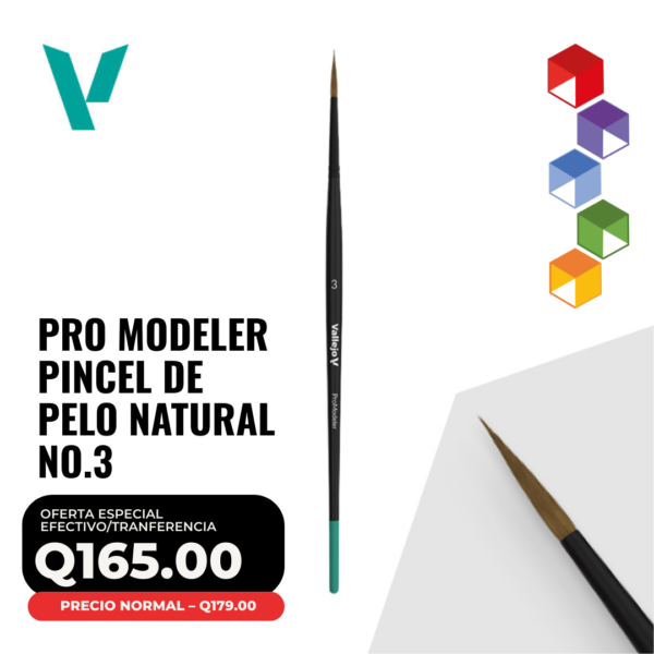 Vallejo Pro Modeler – Pincel de Pelo Natural No. 3 (B01003)