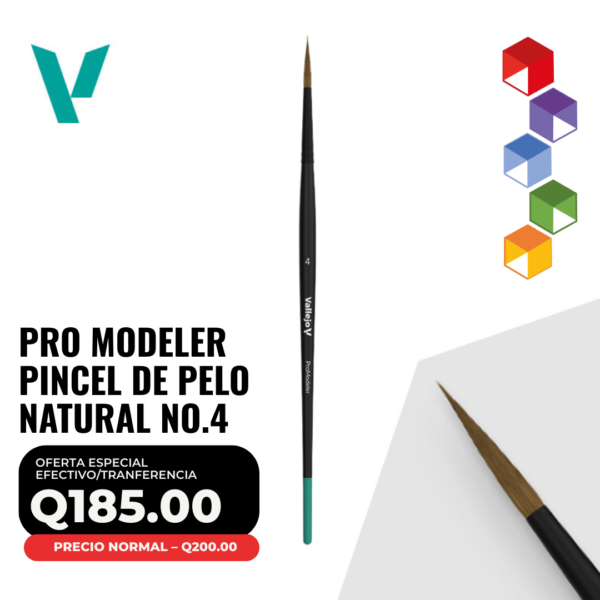 Vallejo Pro Modeler – Pincel de Pelo Natural No. 4 (B01004)