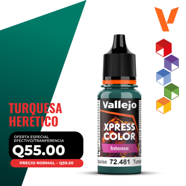 Vallejo Xpress Color - Turquesa Herético (72.481 - Pos. 193) - Intense