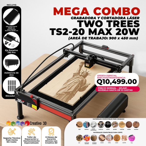 Cortadora y Grabadora Láser de Diodo 20W TS2-20 MAX