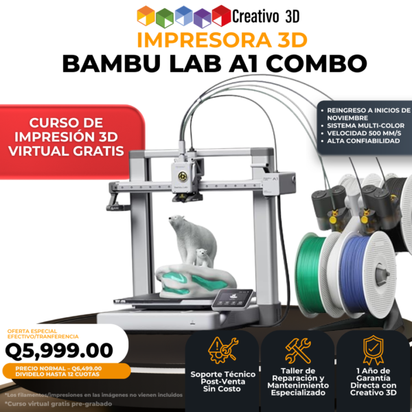 Bambu Lab A1 Combo Impresora 3D de Multicolor en Guatemala - Garantía y Soporte Local en Guatemala