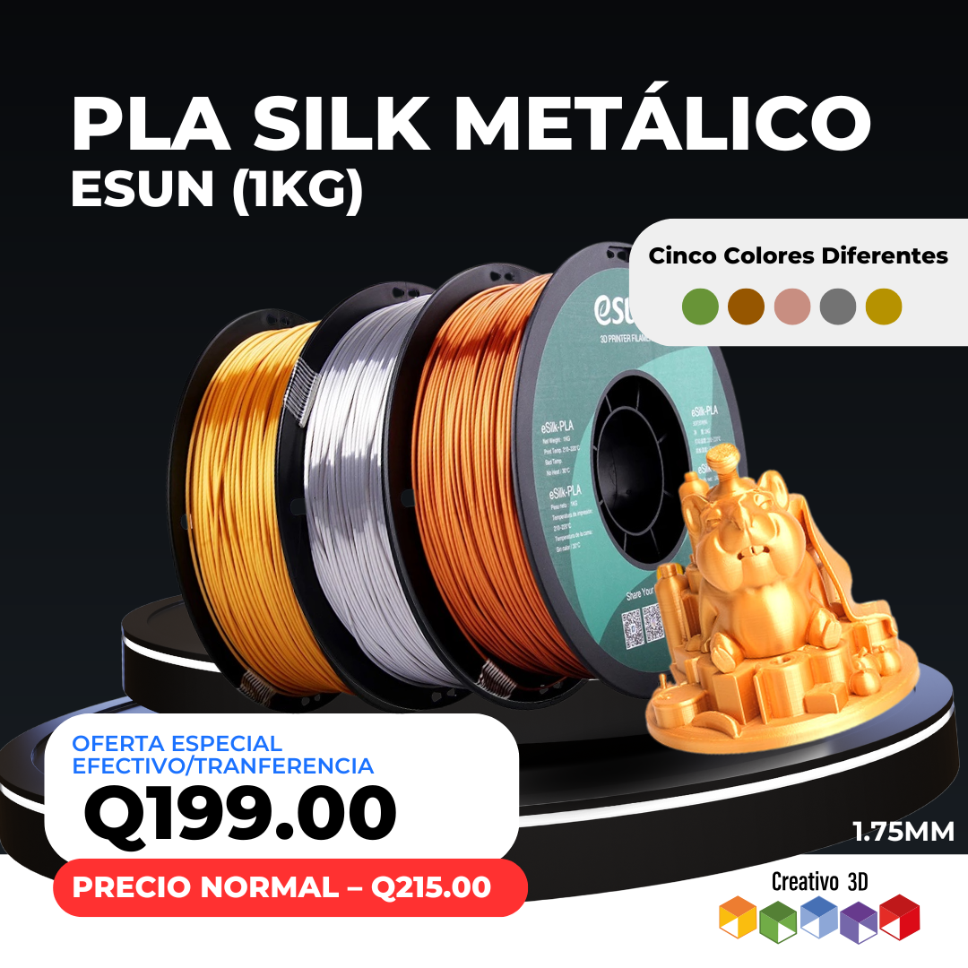 Filamento metalizado para Impresión 3D Metal Silk - Creativo 3D Guatemala