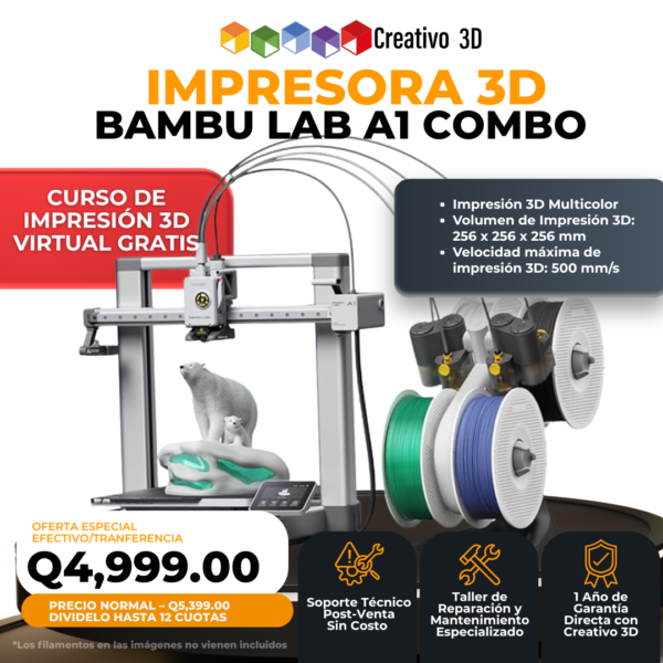 Impresora 3D BambuLab A1 Combo en Guatemala - Creativo 3D