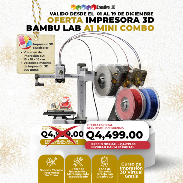 Impresora 3D BambuLab A1 Mini Combo Multicolor en Oferta Navideña