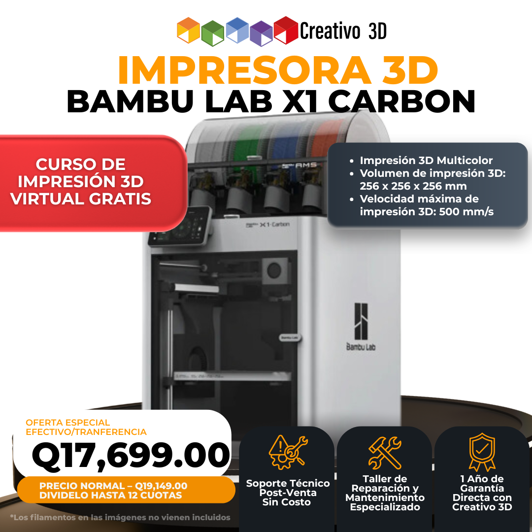 Impresora 3D BambuLab X1 Carbon Combo en Guatemala - Creativo 3D Impresora 3D BambuLab X1 Carbon Combo en Guatemala - Creativo 3D