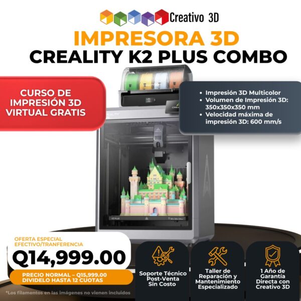 Impresora 3D Creality K2 Plus Combo Multicolor en Guatemala - Garantía y Soporte