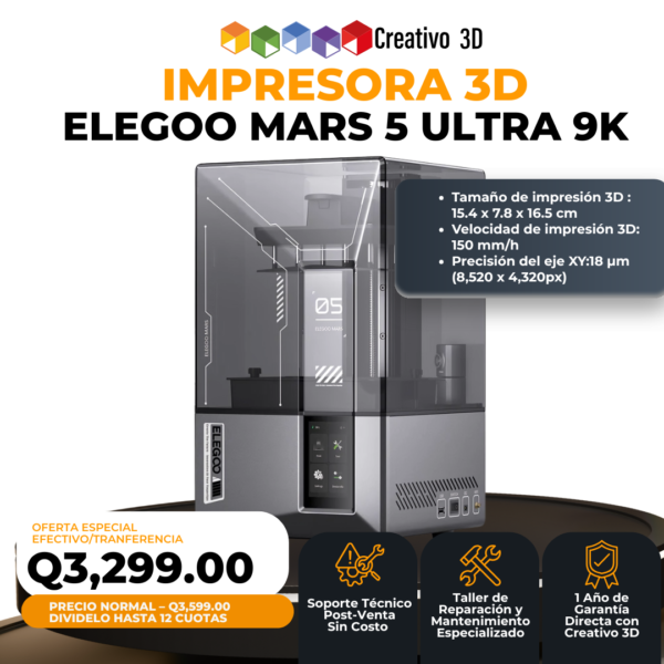 Impresora 3D de Resina Elegoo Mars 5 Ultra 9K en Guatemala - Creativo 3D