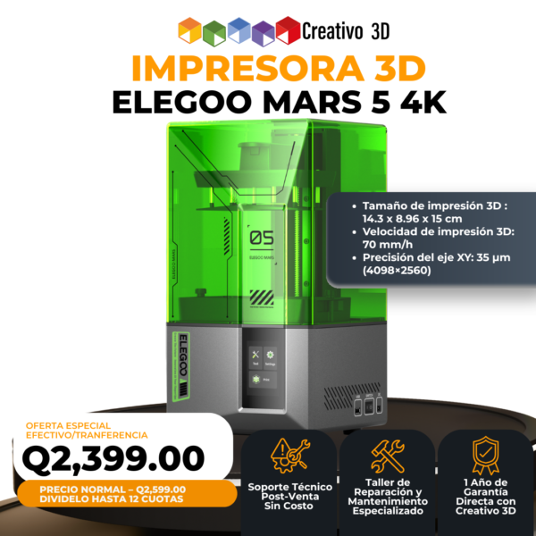 Impresora 3D de Resina Elegoo Mars 5 en Guatemala - Creativo 3D