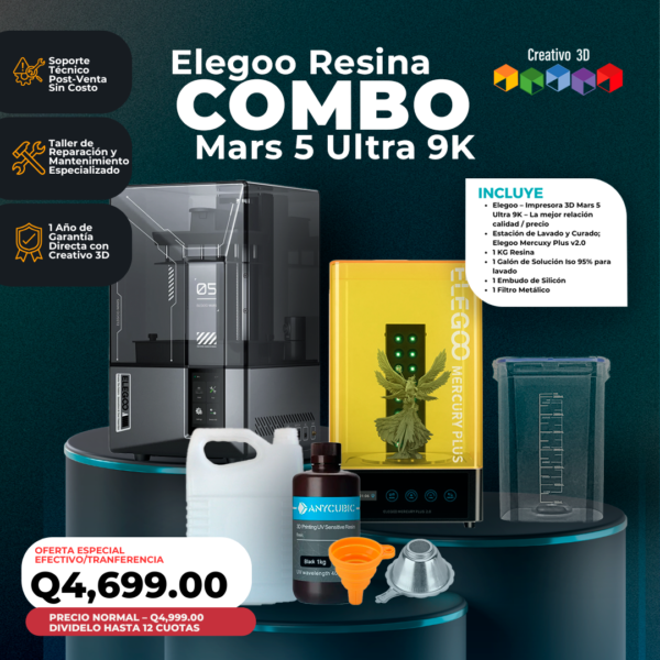 Kit Completo de Impresión 3D de Resina Elegoo Mars 5 Ultra 9K en Guatemala