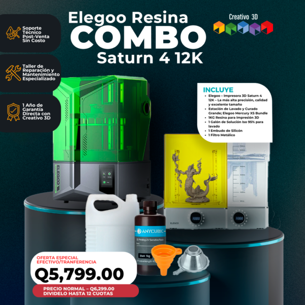 Kit Completo de Impresión 3D de Resina Elegoo Saturn 4 12K en Guatemala