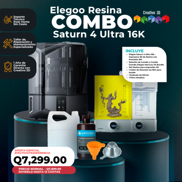 Kit Completo de Impresión 3D de Resina Elegoo Saturn 4 Ultra 16K en Guatemala