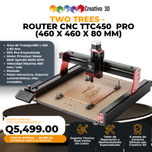 Two Trees - Router CNC TTC450 PRO (460 x 460 x 80 mm)