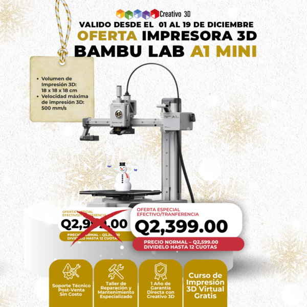 Impresora 3D BambuLab A1 Mini en Oferta Navideña
