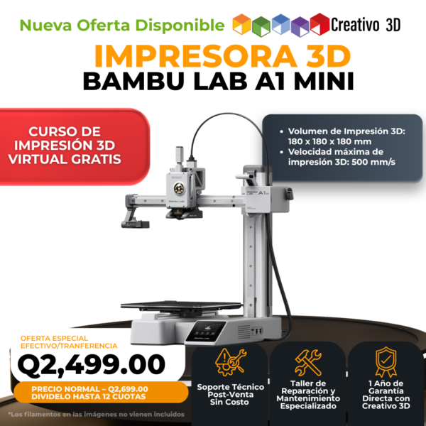Impresoras 3D de Filamento BambuLab A1 Mini en Creativo3D Guatemala