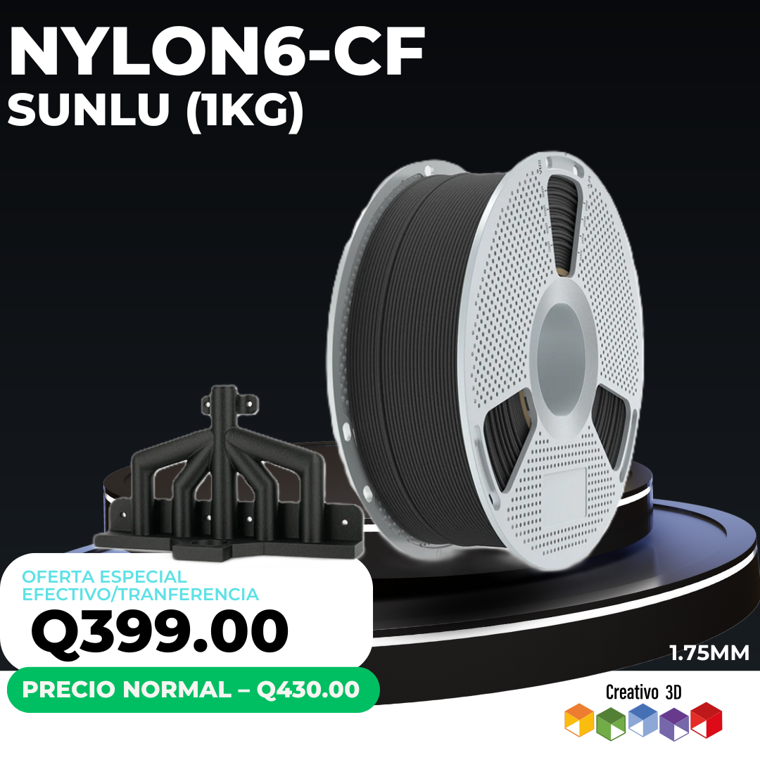 SUNLU PA6-CF 1.75 mm Filamento Nylon con Fibra de Carbono 1 kg SUNLU PA6-CF 1.75 mm Filamento Nylon con Fibra de Carbono 1 kg