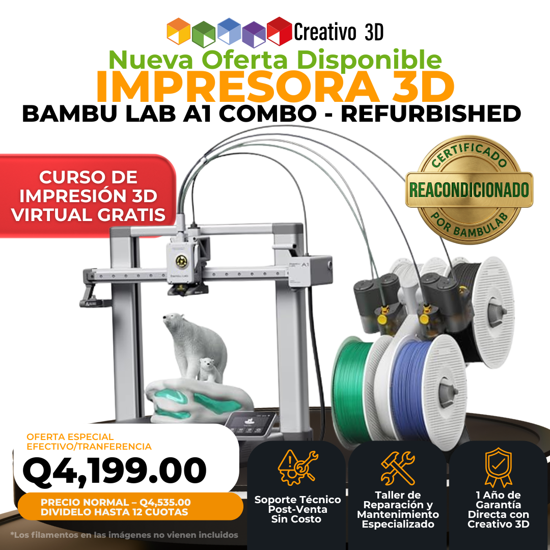 Impresora 3D BambuLab Refurbished A1 Combo en Guatemala - Creativo 3D Impresora 3D BambuLab Refurbished A1 Combo en Guatemala - Creativo 3D